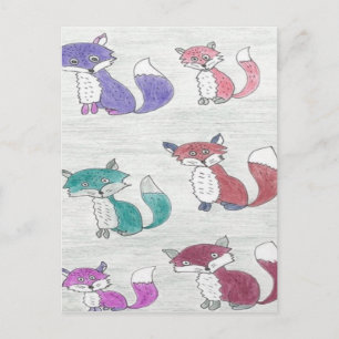 Funky Foxes Pattern Postcard