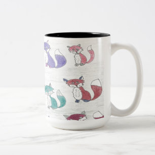 Funky Foxes Pattern Two-Tone Coffee Mug