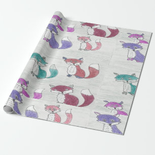 Funky Foxes Pattern Wrapping Paper