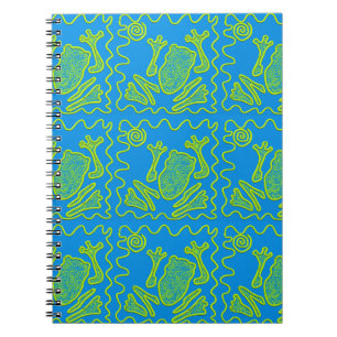 Funky Frog Blue Green Toad Kids Doodle Art Notebook