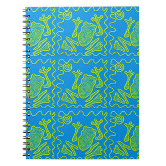 Funky Frog Blue Green Toad Kids Doodle Art Notebook