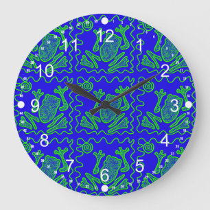 Funky Frog Colourful Toad Kids Doodle Art Gifts Large Clock