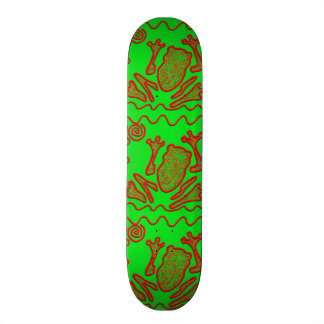 Funky Frog Lime Green Red Toad Kids Doodle Art Skateboard
