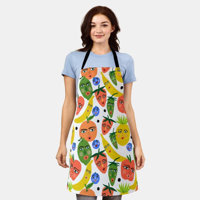 Funky Fruits & Veggies Unique Healthy Chef   Apron (Worn)