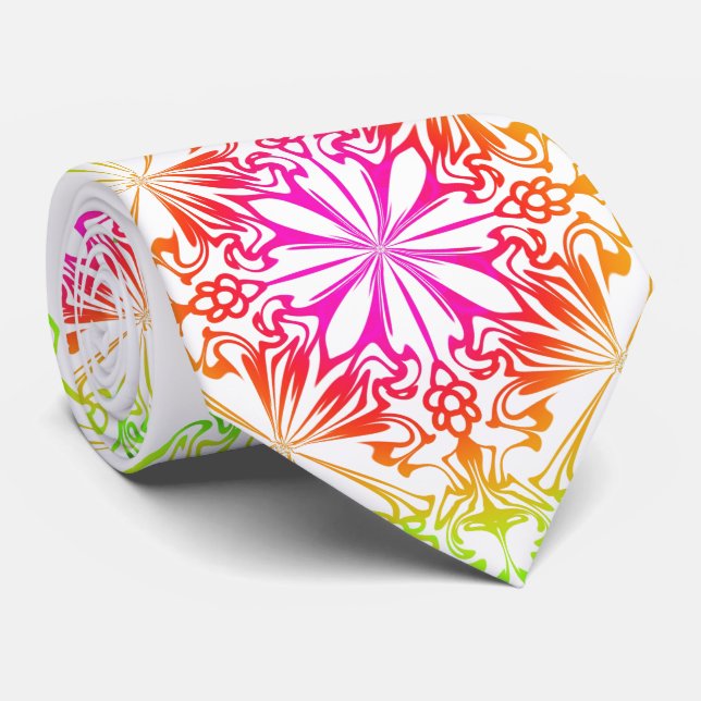 Funky fun chakra floral boho design  tie (Rolled)