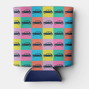 Funky Fun Checkerboard Mini Cooper Can Cooler