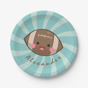 Funky Fun Football Kawaii Personalised Kids Party Paper Plate