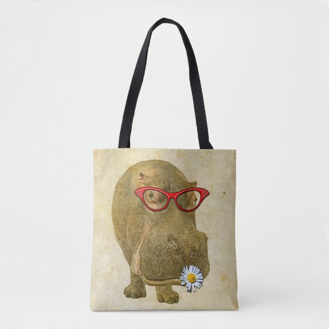 Funky Fun Hippo Tote Bag! Bag (Front)