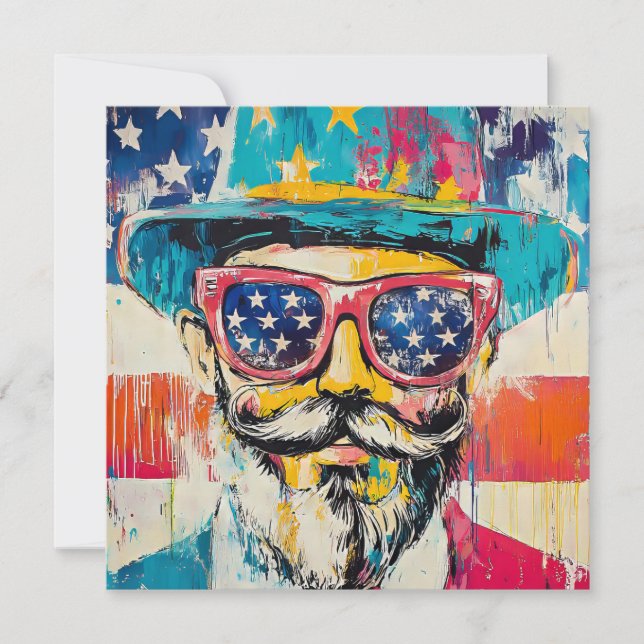 Funky Fun Independence Day  Holiday Card (Front)