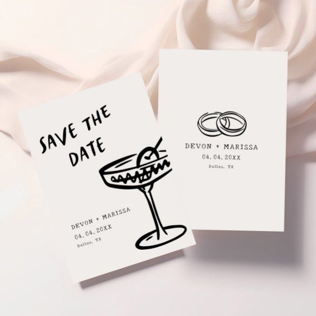 Funky + Fun Modern Retro Illustrated Wedding Save The Date (Creator Uploaded)