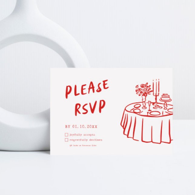 Funky Fun Modern Retro QR Code Wedding RSVP Card (Creator Uploaded)