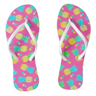 Funky Fun Pineapple Print   Colourful Summer Flip Flops