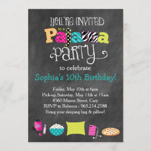 Funky Fun Teen or Tween Pajama Party Invitation