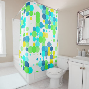 Funky Fun Vibrant Summer Colours Polka Dots Shower Curtain