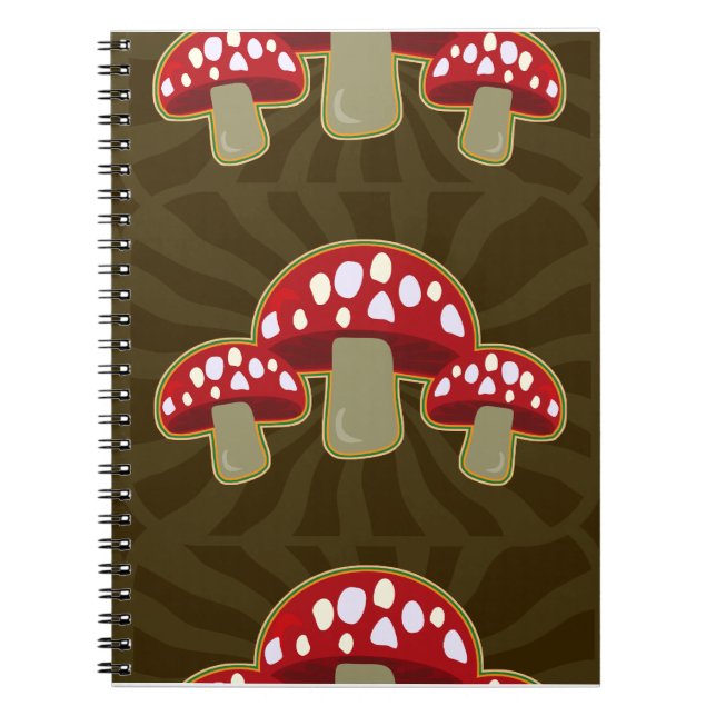 Funky Fungi Mushroom Pattern Notebook (Front)