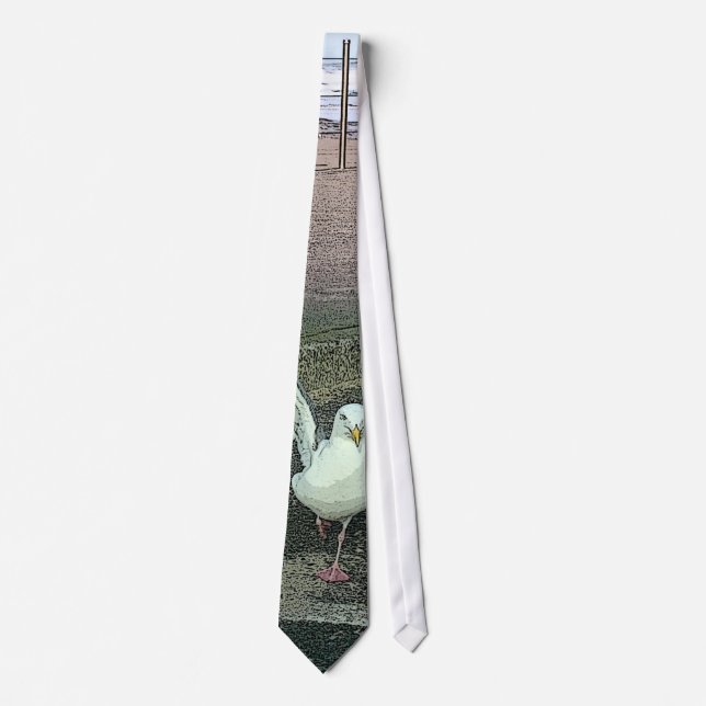 Funky funny seagull running tie (Front)