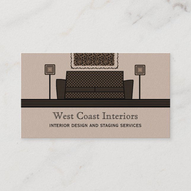 Funky Furniture Business Card, Latte Business Card (Front)