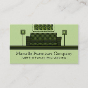 Funky Furniture Business Card, Olive Green Business Card