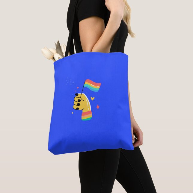 Funky Gay Pride Rainbow LGBTQ+ Flag Tote Bag (Close Up)