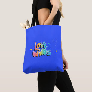 Funky Gay Pride Rainbow LGBTQ+ Love Wins Tote Bag