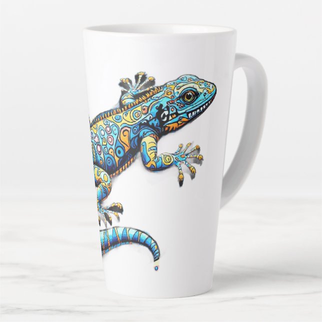 Funky Gecko Design  Latte Mug (Right Angle)