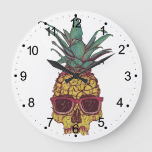 Funky Geek Cool Pineapple Punk Design Large Clock
