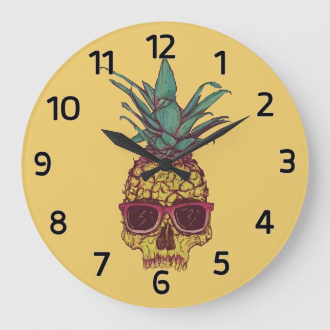 Funky Geek Cool Pineapple Punk Large Clock (Front)