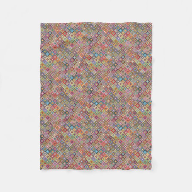 Funky Geometric Granny Style Squares Fleece Blanket (Front)