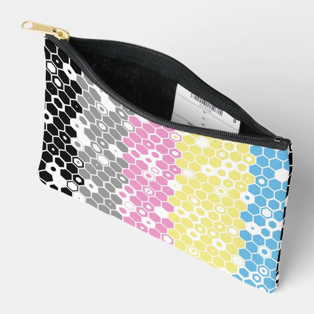 Funky Geometric Mod Abstract Polygender Pride Flag Accessory Pouch (Open)