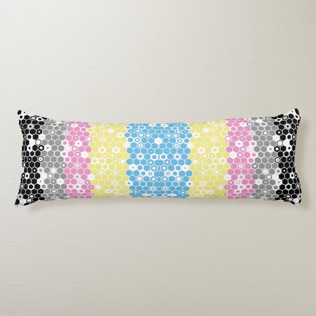 Funky Geometric Mod Abstract Polygender Pride Flag Body Cushion (Front)