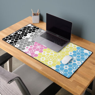 Funky Geometric Mod Abstract Polygender Pride Flag Desk Mat