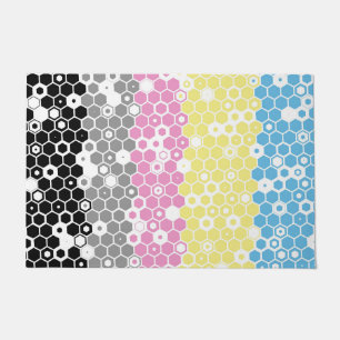 Funky Geometric Mod Abstract Polygender Pride Flag Doormat