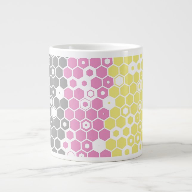 Funky Geometric Mod Abstract Polygender Pride Flag Large Coffee Mug (Front)
