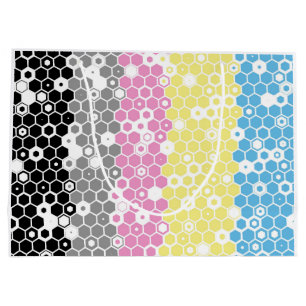 Funky Geometric Mod Abstract Polygender Pride Flag Large Gift Bag