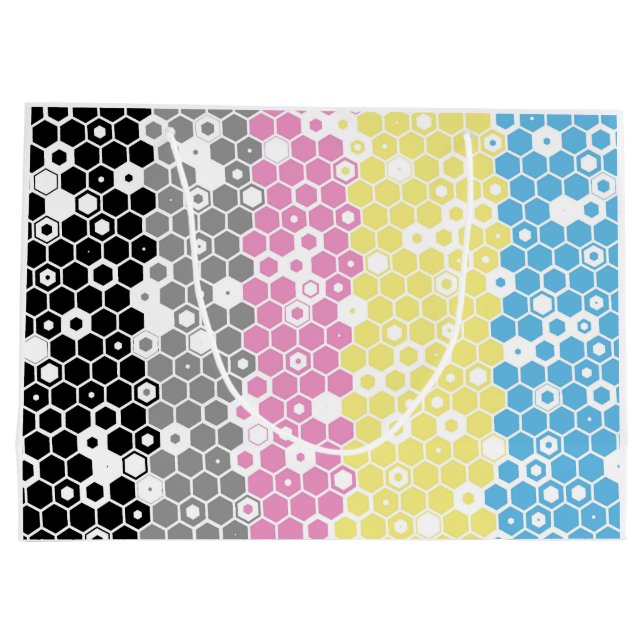 Funky Geometric Mod Abstract Polygender Pride Flag Large Gift Bag (Back)
