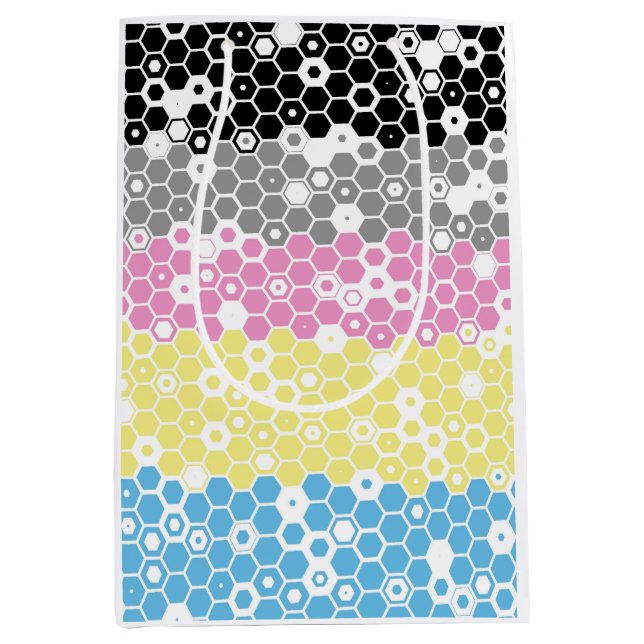 Funky Geometric Mod Abstract Polygender Pride Flag Medium Gift Bag (Front)
