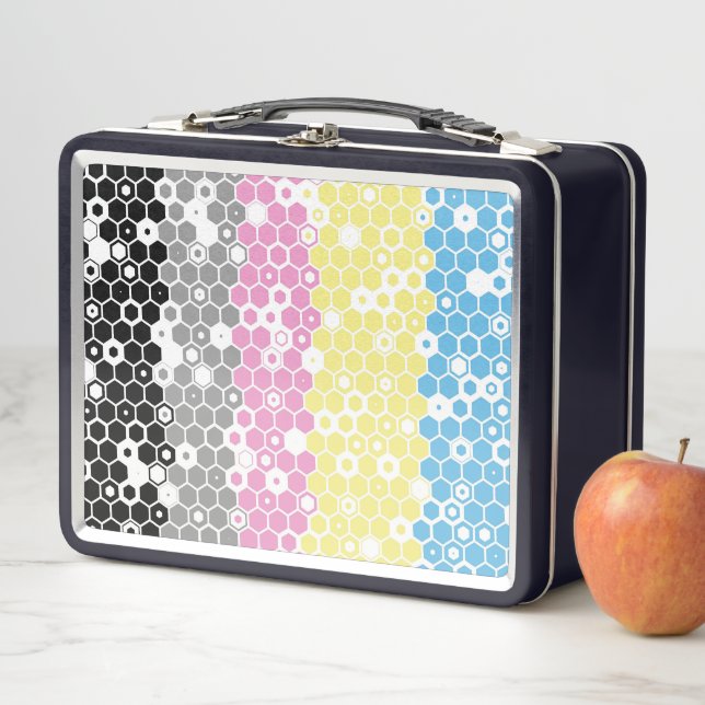 Funky Geometric Mod Abstract Polygender Pride Flag Metal Lunch Box (In Situ)