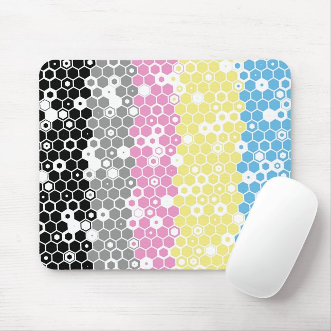 Funky Geometric Mod Abstract Polygender Pride Flag Mouse Mat (With Mouse)