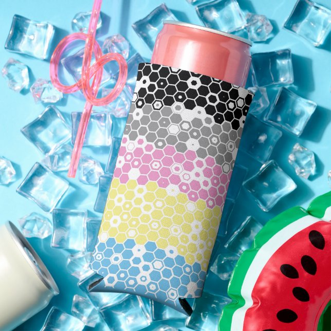 Funky Geometric Mod Abstract Polygender Pride Flag Seltzer Can Cooler (In Situ Summer)
