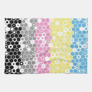 Funky Geometric Mod Abstract Polygender Pride Flag Tea Towel