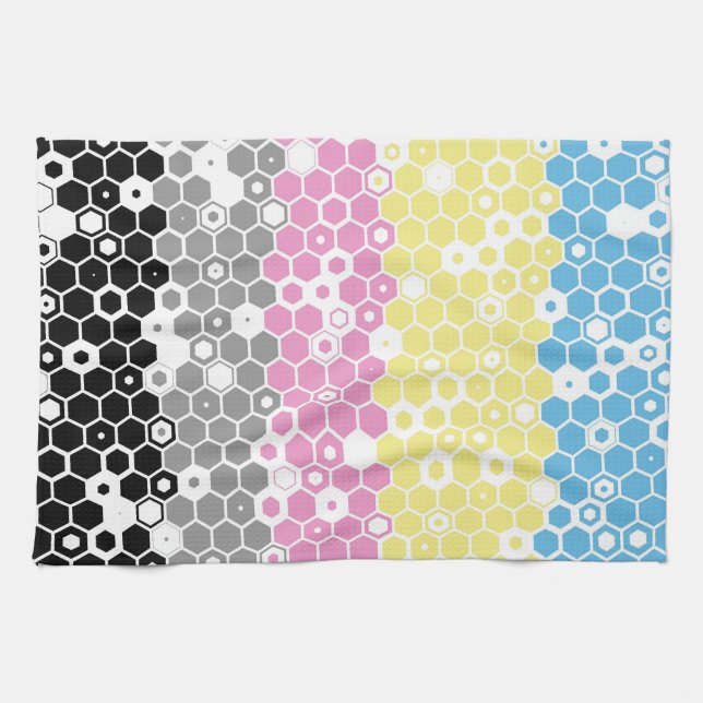 Funky Geometric Mod Abstract Polygender Pride Flag Tea Towel (Horizontal)