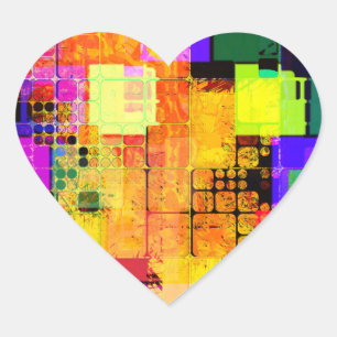 Funky Geometric Multicolored Design Heart Sticker