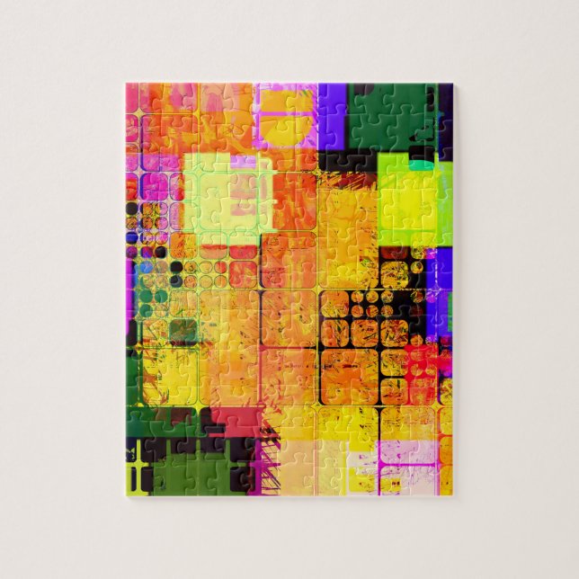 Funky Geometric Multicolored Design Jigsaw Puzzle (Vertical)
