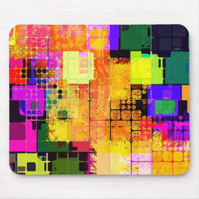 Funky Geometric Multicolored Design Mouse Mat (Front)