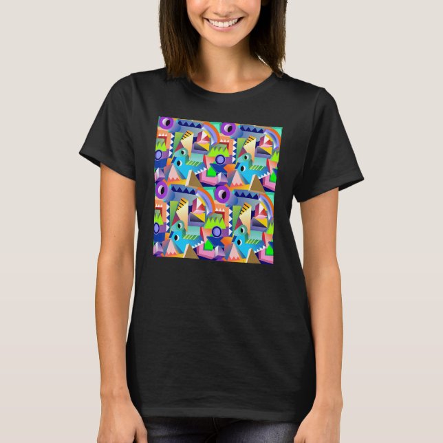 Funky Geometric Pattern Abstract T-Shirt (Front)