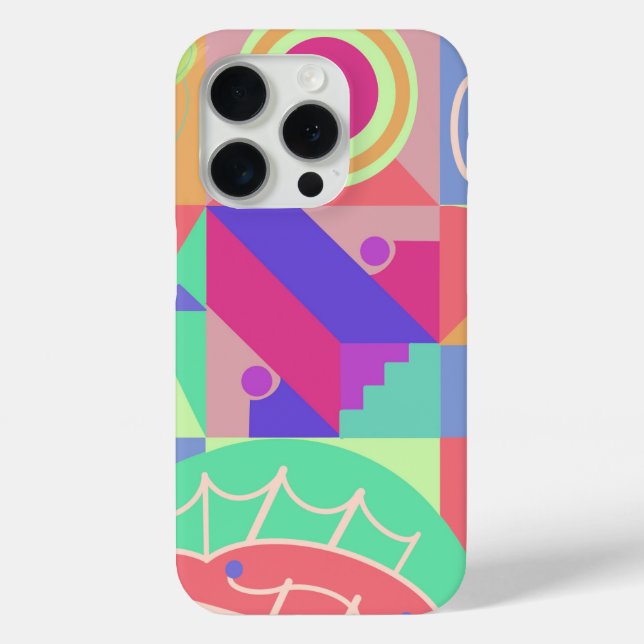 Funky Geometric Patterns Multicolor Case-Mate iPhone Case (Back)