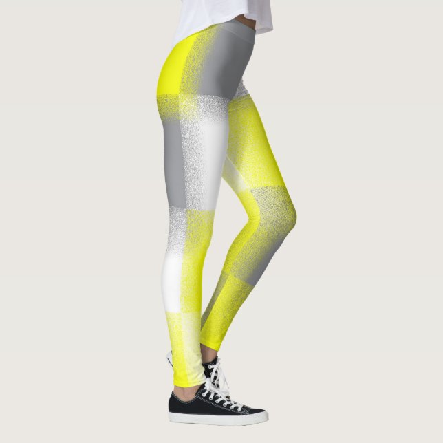 Funky Geometry Abstract Art Yellow Grey White Leggings (Right)