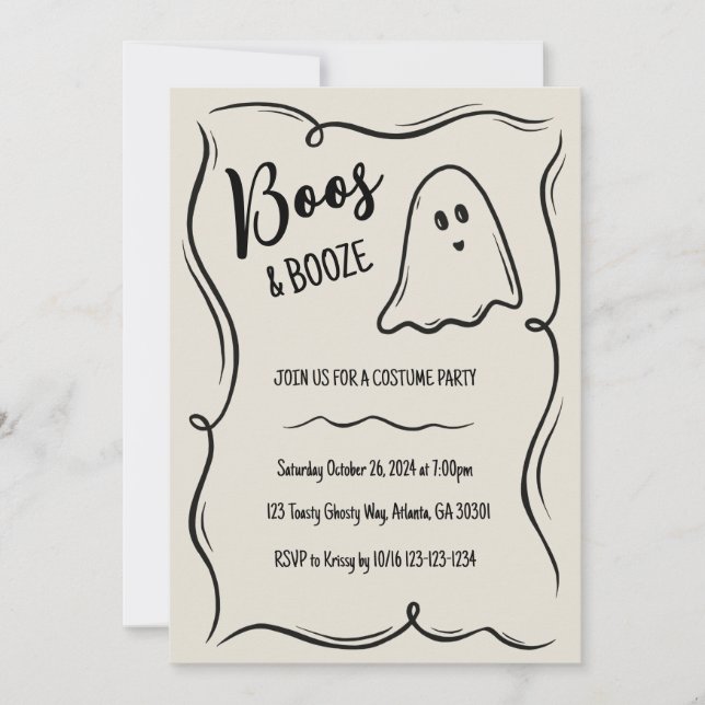Funky Ghost Adult Halloween Party Invitation (Front)