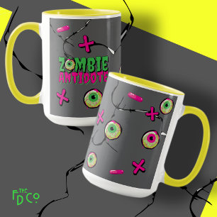 Funky Ghoulishly Cute Funny Zombie Antidote Pun  Mug