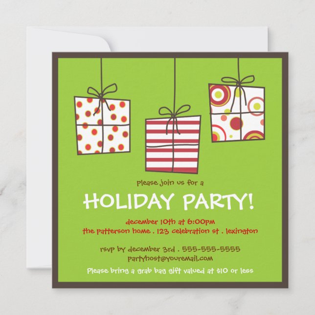 Funky Gifts Holiday Grab Bag Party Invitation (Front)